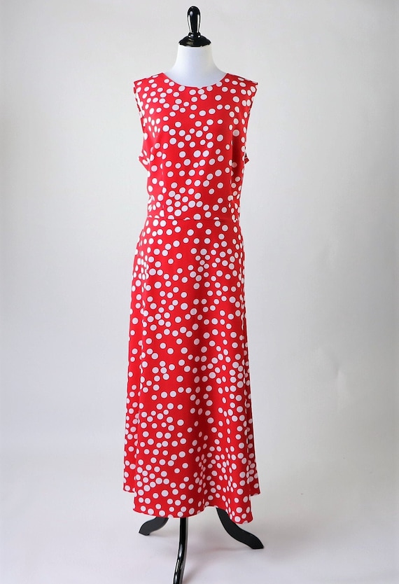Vintage 1980's Plus Size Pinup Red & White Polka D