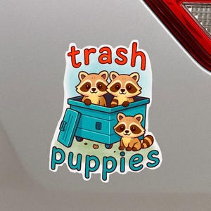 Trash Puppy, Raccoon Sticker, Hydroflask Sticker, Laptop Sticker, Water Bottle Sticker, Bumper Sticker, Friend Gift, Cute Gift, Kid, Baby