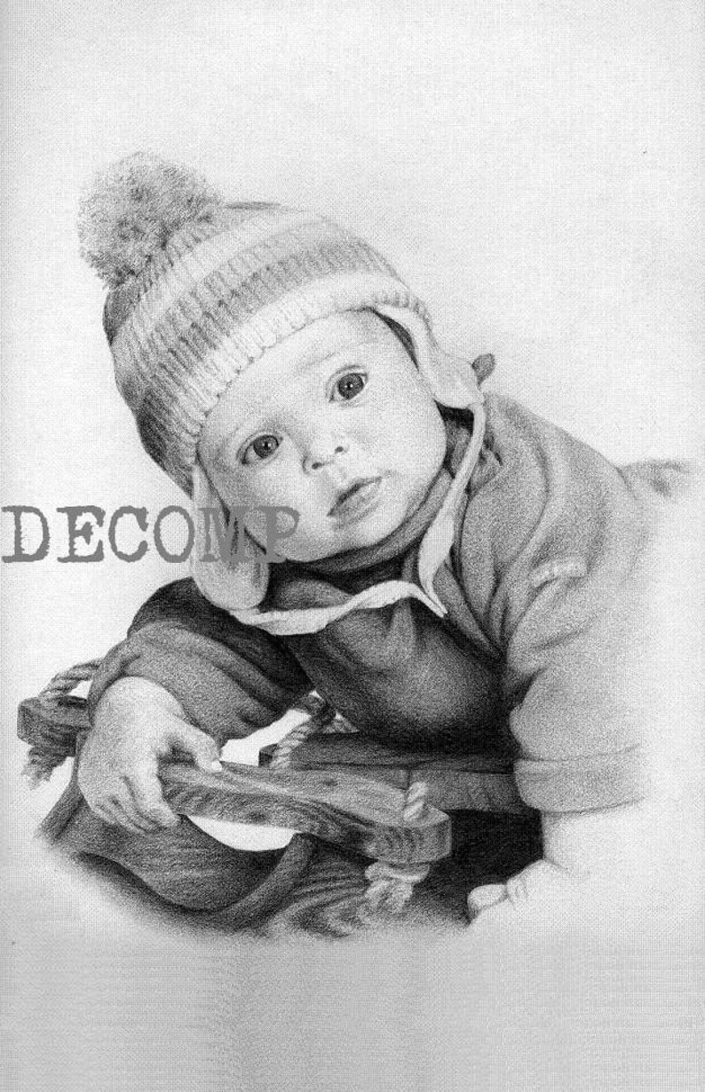 Custom portrait single subject 11 x 14 commissioned pencil realistic life like drawing pets dog cat baby children child gift special day image 1