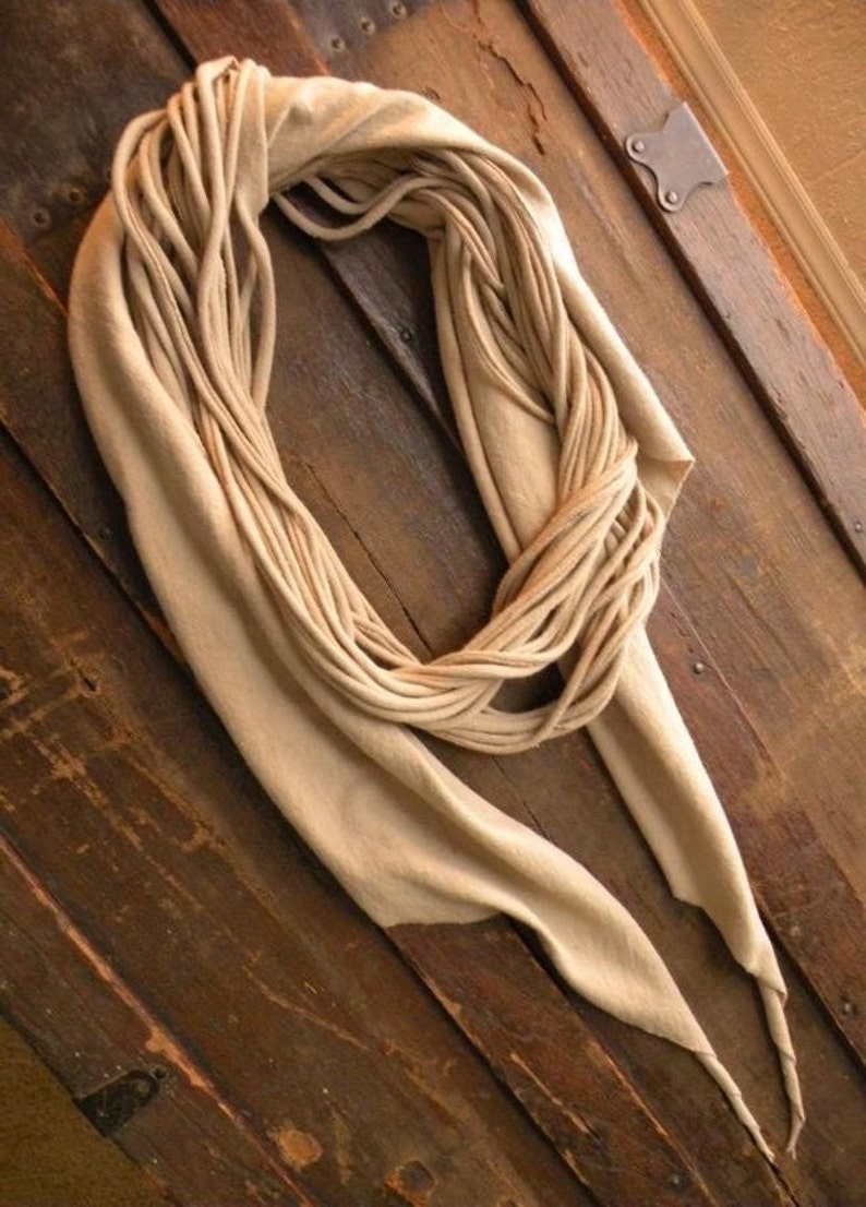 Squid scarf ONE knit stretch spaghetti cascade spiral ruffle drape custom color recycled upcycled shirt layered winter fall skinny wrap image 1