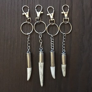 Antler tip bullet shell keychain key chain rustic recycled horn bone punk vintage bag purse charm fathers day deer