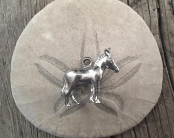 Vintage donkey sterling silver charm 925 gift necklace bracelet lucky 3D birthday gift pendant miniature thick solid classic farmer farming