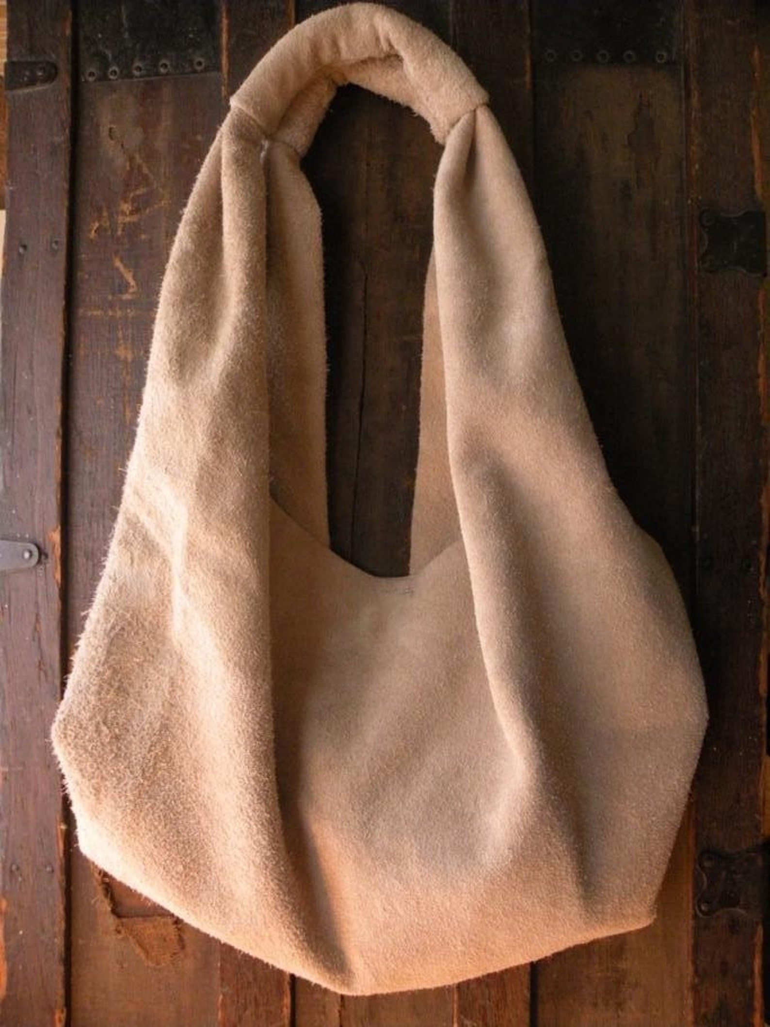 Gathered Sling Tote Bag Purse Leather Suede Slouchy Organic Etsy