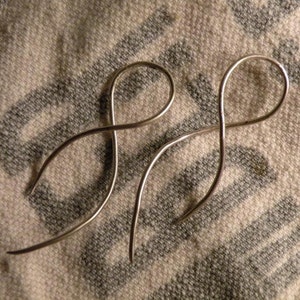 Twisted spirial dna sterling silver earrings delicate classic classy sleek modern fancy wire hand forged handmade custom sharp dangle