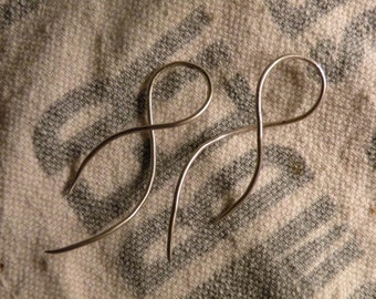 Twisted spirial dna sterling silver earrings delicate classic classy sleek modern fancy wire hand forged handmade custom sharp dangle