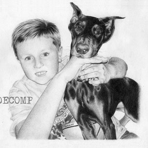 Custom portrait 2 subjects 11 x 14 commissioned pencil realistic life like drawing pets dog cat baby children grandparents family image 1