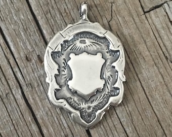 Vintage fob sterling silver charm 925 gift necklace bracelet William Aitken pendant ornate flat classic stamp engraved handmade monogram