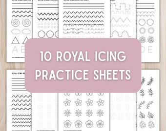 10 Royal Icing Practice Sheets - Instant Download