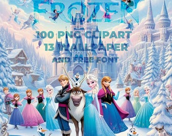 Frozen Clipart PNG Bundle: Alphabet & Background Collection (Digital Download)