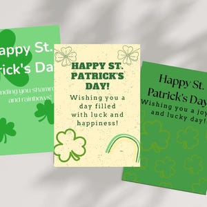 Printable St. Patrick’s Day Cards (Set of 3) | Cartes pour enfants, école, garderie