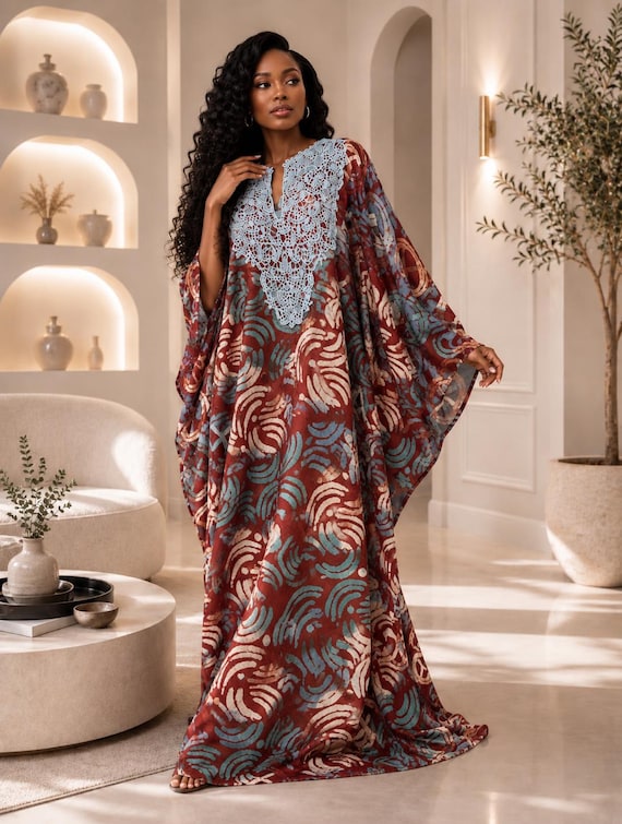 Ola Adire Luxe Kaftan | Flowy African Print Dress