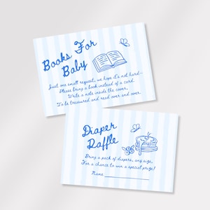 Handgetekende brunch babyshower uitnodigingsboeken voor baby & luier loterij kaartsjabloon, canva bewerkbare instant download, jongen, babystrooisel
