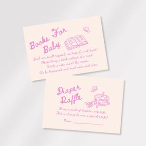 Handgetekende brunch babyshower uitnodigingsboeken voor baby & luier loterij kaartsjabloon, canva bewerkbare instant download, meisje, babystrooisel