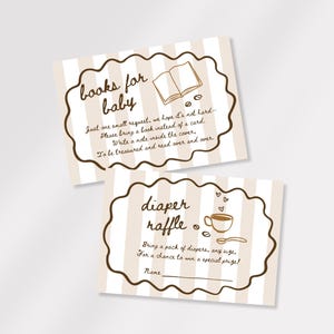 Handgetekende koffie Baby is aan het brouwen Uitnodiging babyshower boeken voor baby en luier loterij kaartsjabloon, canvas, babystrooisel, Cafe Bebe