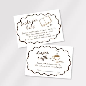 Handgetekende koffie Baby is aan het brouwen Uitnodiging babyshower boeken voor baby en luier loterij kaartsjabloon, canvas, babystrooisel, Cafe Bebe