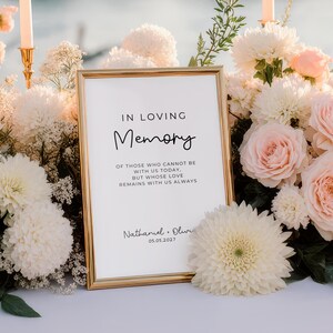 In Loving Memory Wedding Sign | Memorial Sign | Modern Minimalist Remembrance Table Sign | Editable Canva Template (Digital Download) WG1