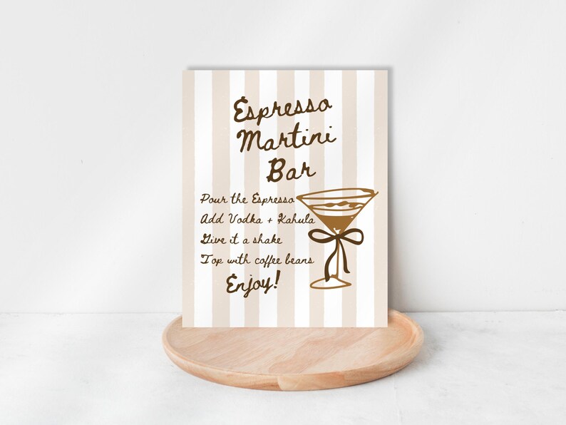 Hand Drawn Espresso Martini Printable Bar Sign: DIY Editable Canva ...
