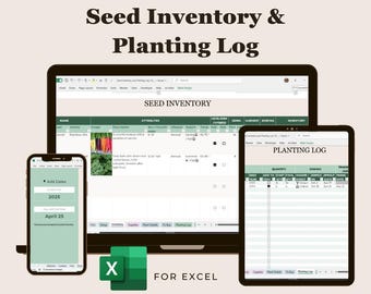 Seed Inventory & Log for Excel - Garden Planner, Seed Tracker, Planting Schedule (Digital Download)