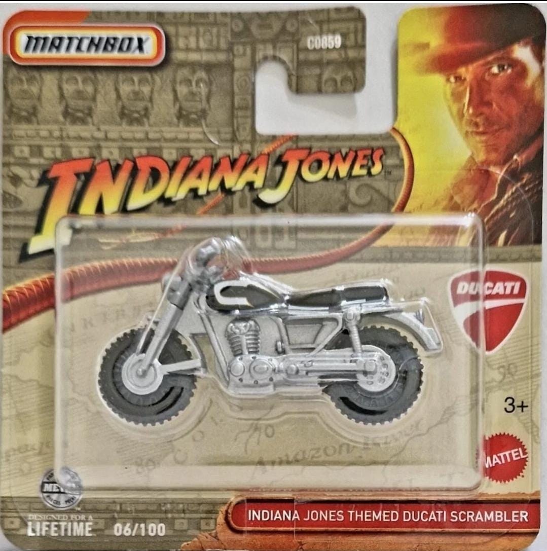 Matchbox Indiana Jones Theamed Ducati Scrambler Free Boxed