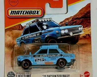 Matchbox 1970 Datsun 510 Rally- Blue With Black Interior-short