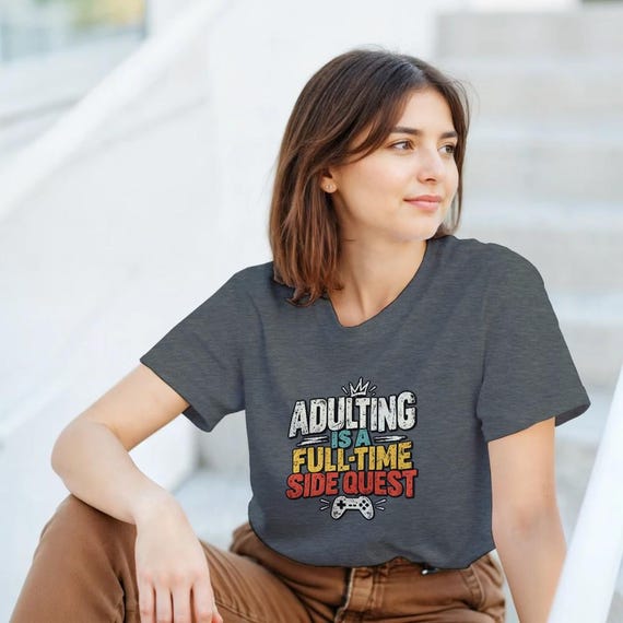 Heavyweight Unisex Crewneck T-shirt | Adulting Is A Fulltime Side Quest