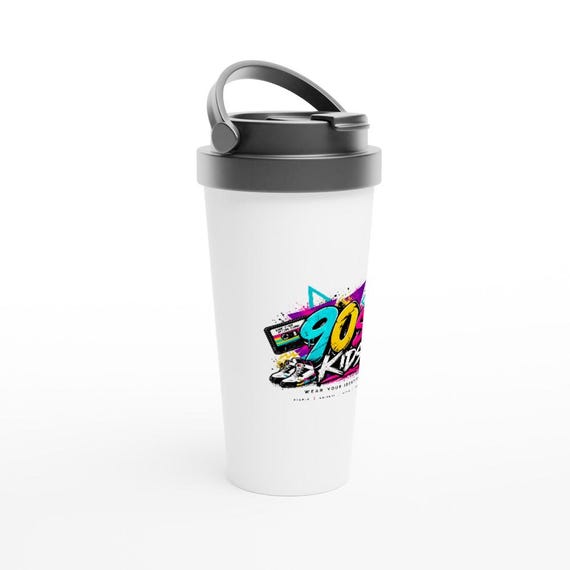 White 15oz Stainless Steel Travel Mug | 90’s kid-Not A GenZ
