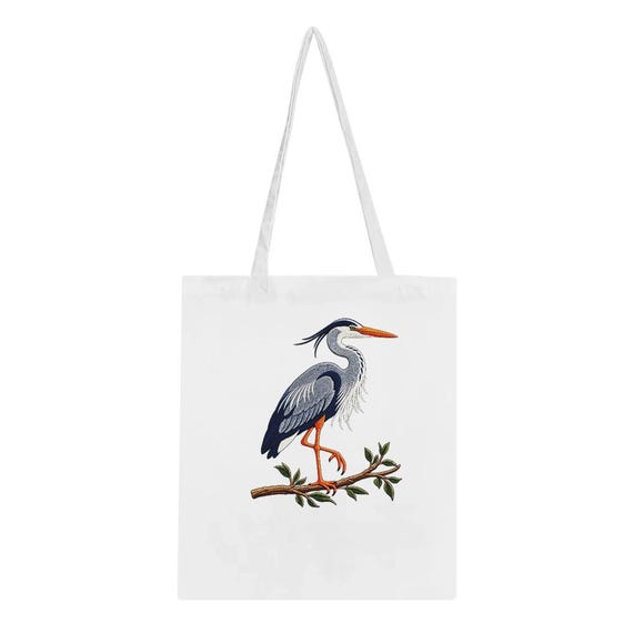Classic Blue Heron Tote Bag | 100% Cotton, Reinforced Handles