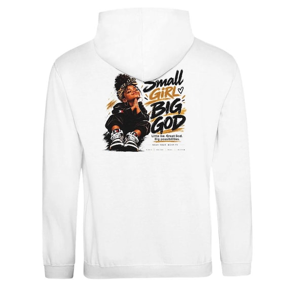 Unisex Pullover Small Girl BIG GOD Hoodie | Ringspun Cotton Blend, Soft Comfort Fit