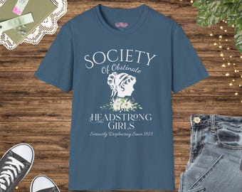 Eigenwijs koppige meiden | Op Jane Austen geïnspireerd shirt | Klassieke literatuur | Boekcitaat | Literair cadeau | Uniseks softstyle-top