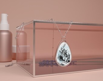 Alice In Wonderland Inspired Oval Pendent Necklace | Alice In Wonderland Inspired Jewelry | Book Lover Necklace | Fairytale Jewelry