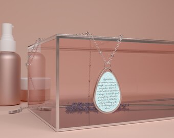 Jane Austen Quote-ketting blauw | Cadeau boekenliefhebber | Modeaccessoire uit het Regency-tijdperk