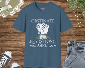 Eigenzinnige koppige meid | Op Jane Austen geïnspireerd shirt | Klassieke literatuur | Boekcitaat | Literair cadeau | Uniseks softstyle-top