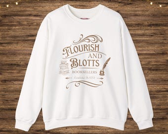 Wizarding World Inspired Unisex Crewneck Sweatshirt | Flourish & Blotts Sweatshirt | Bookish Style | Book Lover Apparel | Literary Fashion