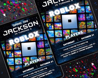 Roblox Birthday Invitation, Gamer Party Invite, Editable Canva Template, Kids Roblox Evite, Boy Birthday Party, Digital Download