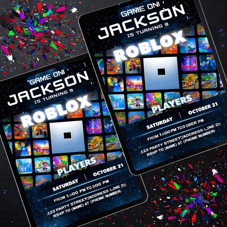 Roblox Birthday Invitation, Gamer Party Invite, Editable Canva Template ...