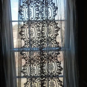 Pair of Exquisite but very Damaged Grey Gardens Antique Lace Curtains/Free Shipping