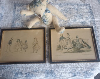 Vintage Nursery Wall Decor/Two Prints/Ready to hang/Free Shipping