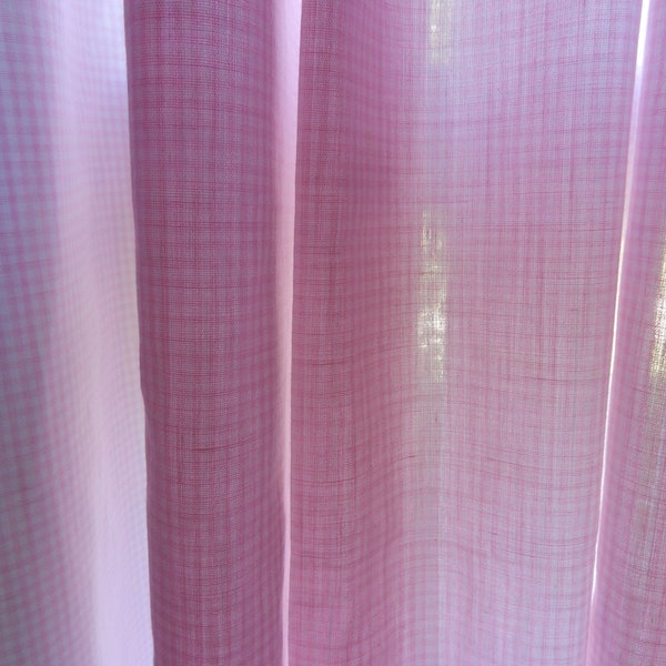 Pair Vintage Pink Curtains/ Classic Gingham/Barbie