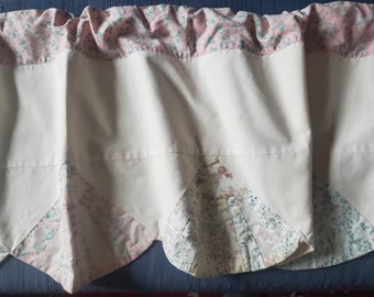 Vintage Handmade Patchwork Valance/ Pastel Colours/Free shipping