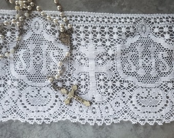 Vintage All Cotton Church Altar Lace Trim/Sold by the Yard/Free Shipping