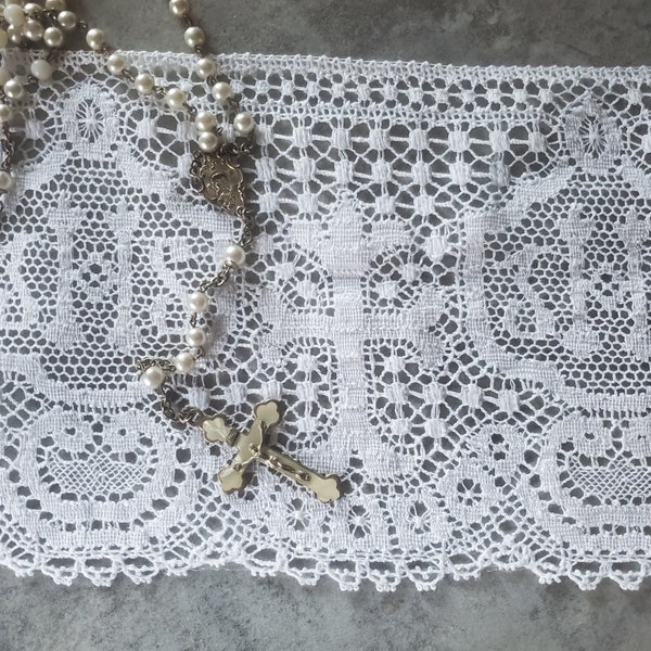 Vintage All Cotton Church Altar Lace Trim/Sold by the Yard/Free Shipping