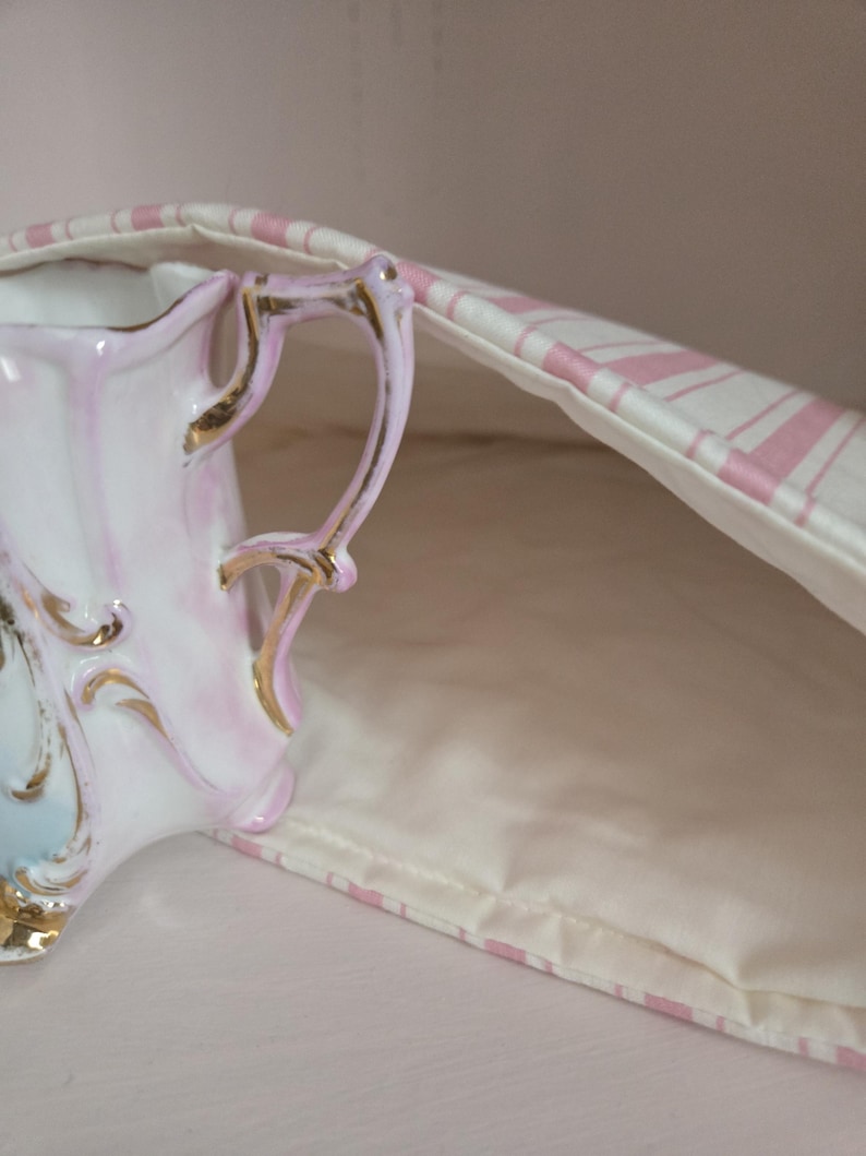 Vintage Handmade French Toile Tea Cosy - 4 Cup Teapot image 11