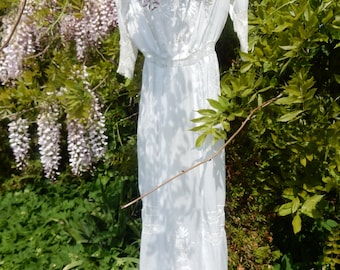 Vestido de tarde eduardiano vintage/antiguo de algodón para dama