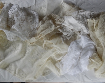 Group of Cotton Lace Pieces for Repurposing