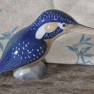 Vintage Royal Copenhagen Ceramic “Kingfisher” Bird Figurine #3234 Denmark