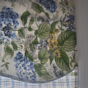 Two Vintage Layered Blue Floral Extra Wide Window Valances/Waverley