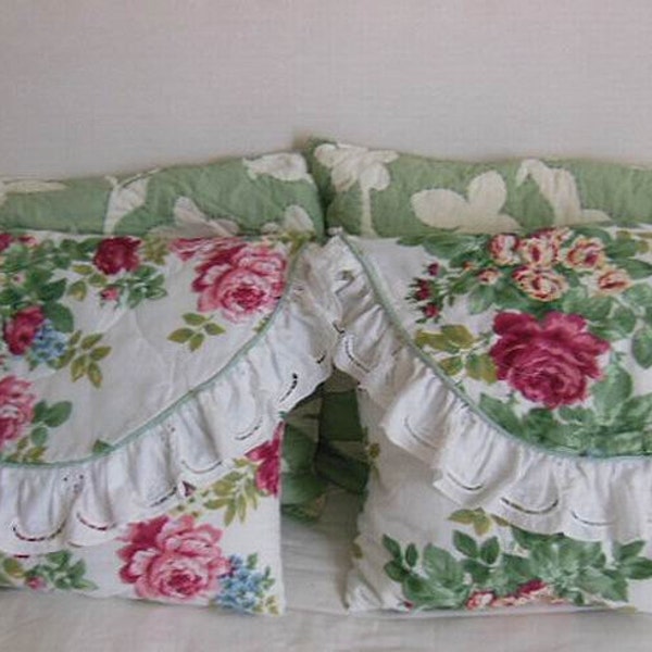 Vintage Pair of Shabby Chic European Style Pillow Shams