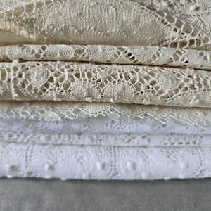 Vintage Cluny Lace Cotton Squares/Large Bundle  for Sewing Projects/