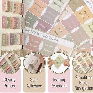 Pastel Bible Tabs Set, Customizable Blank Labels & Markers
