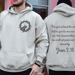 Jesus Loved Bible Verse Hoodie, Christian Inspirational Pullover